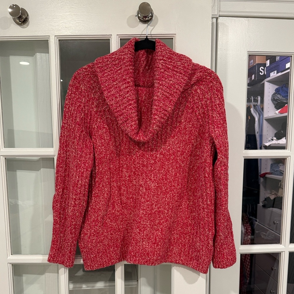 Madewell Marled Red Cowl Neck Sweater